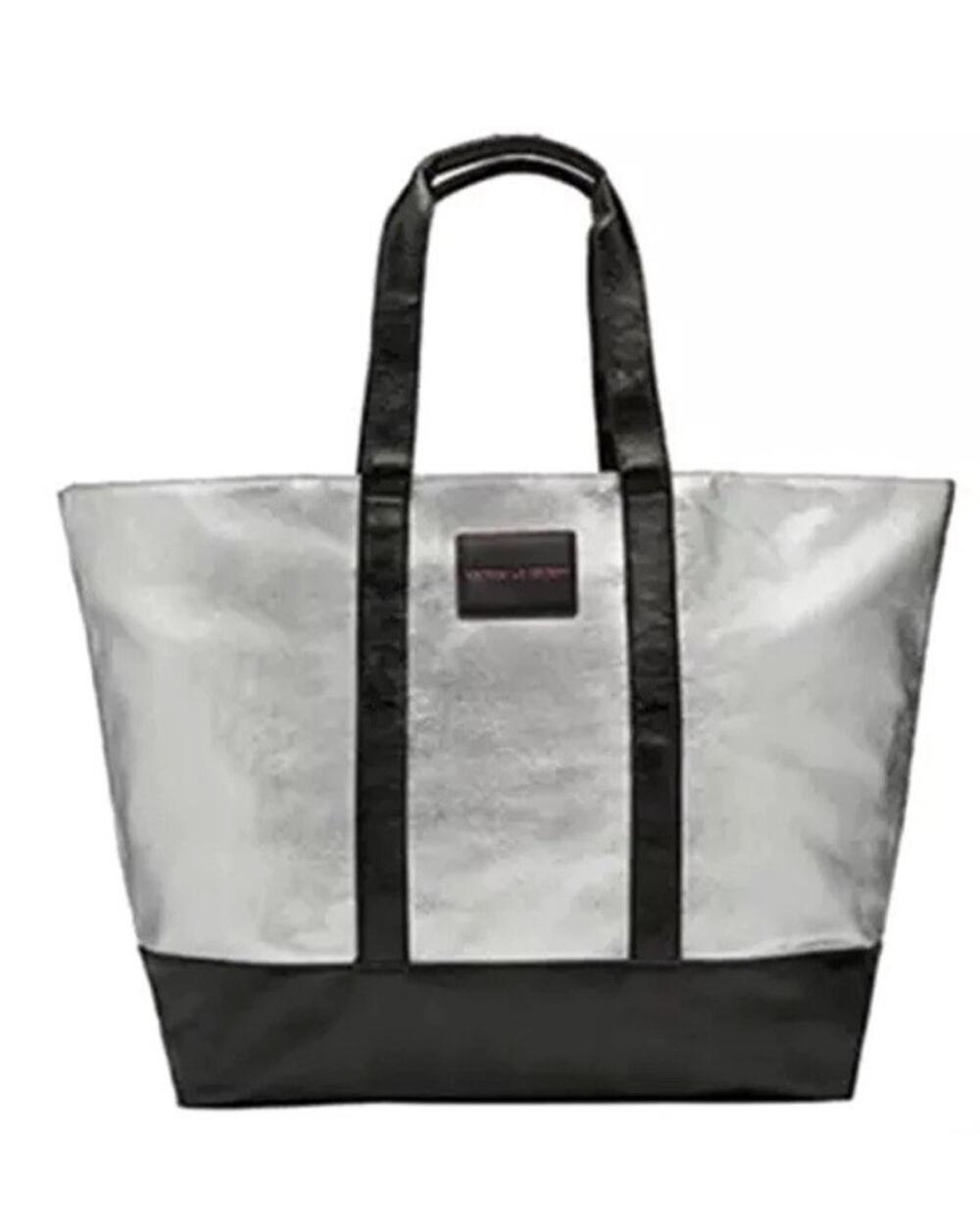 Victoria’s Secret 2017 Metallic Silver Black Weekender Tote Bag